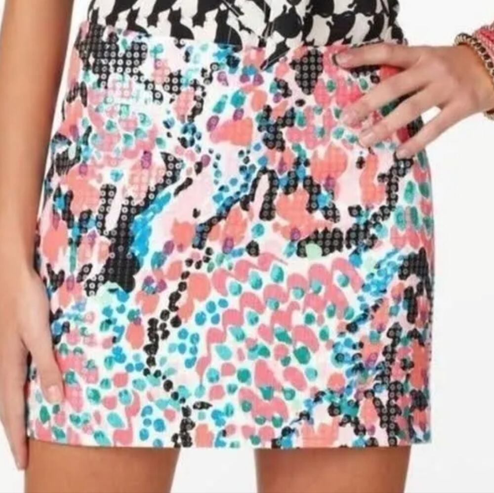 Lilly Pulitzer Tate Cameo Sweet Nothings Sequin Floral Mini Skirt Size 6